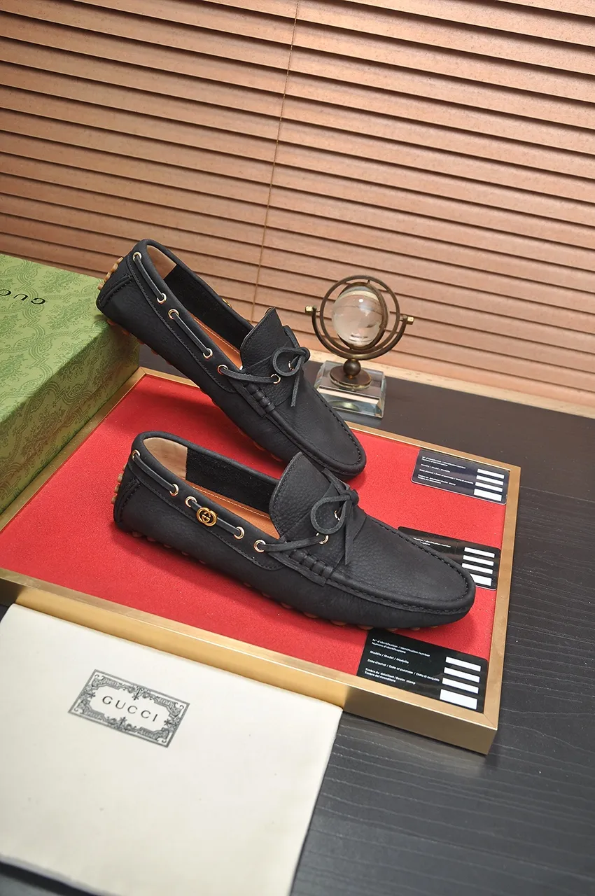 Men's Men's Shoes💰420💶【GUCCI】 (High-end Niuli) New 🍀Gucci*——Gucci Doudou Shoes! Made of imported original cowhide, the inner top layer is comfortable cowhide lining! Original wear-resistant rubber outsole! High quality products! Code number 38-44!